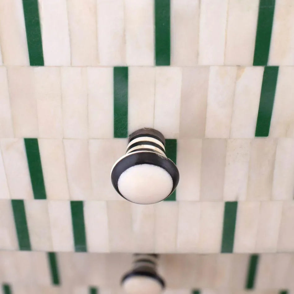 Zelená Green Stripe Inlay Cabinet - Jodha Furniture