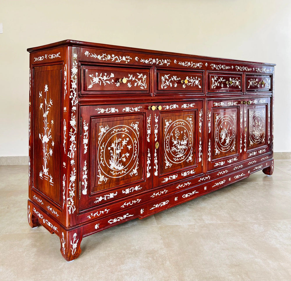 19th Century Mother of pearl Teak Inlay Sideboard - Jodha Furniture