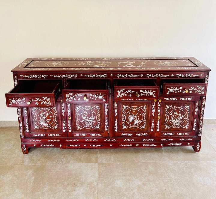 19th Century Mother of pearl Teak Inlay Sideboard - Jodha Furniture