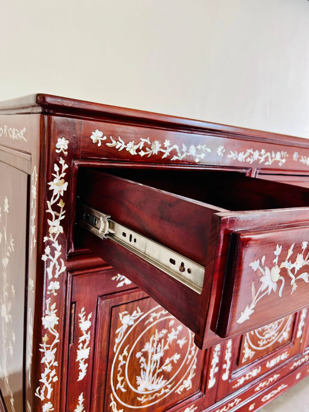 19th Century Mother of pearl Teak Inlay Sideboard - Jodha Furniture