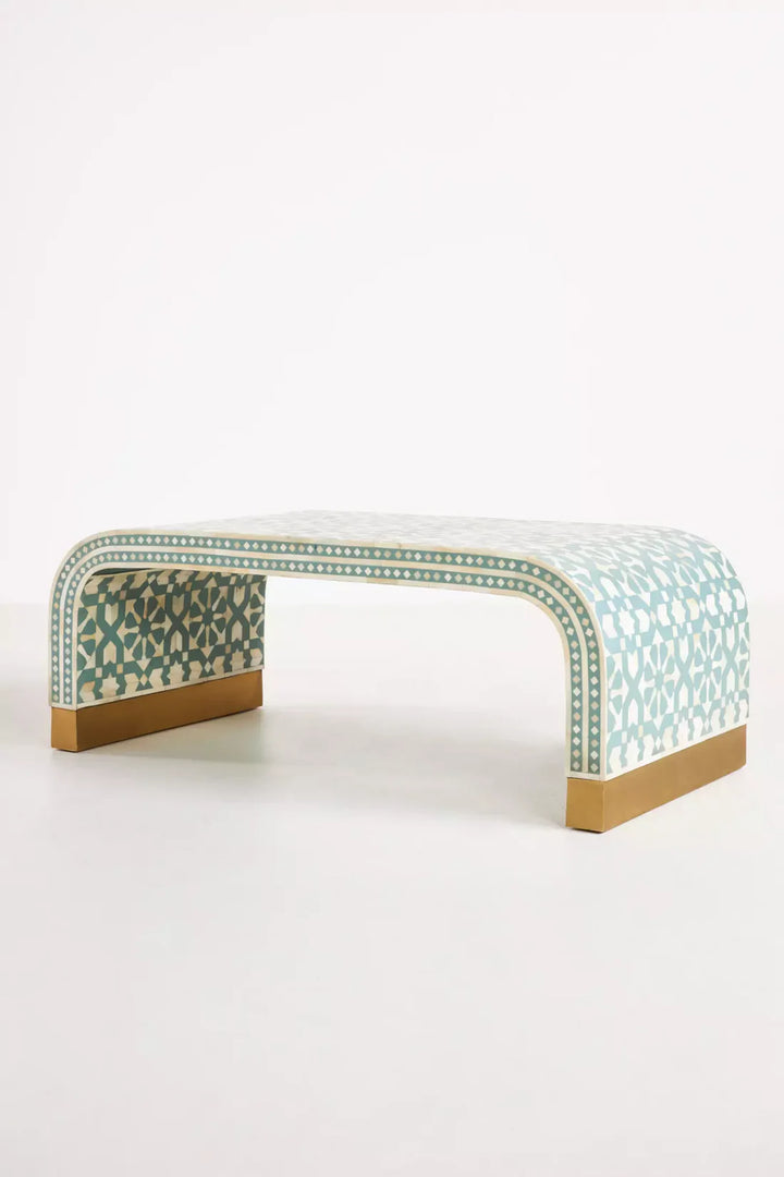 Marrakech Bone Inlay Waterfall Coffee Table in Green