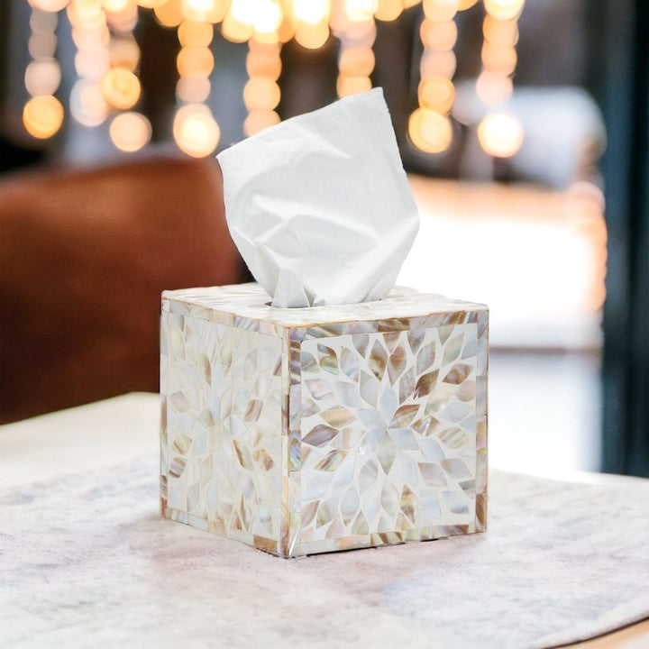 Jodha Serenity Herringbone Tissue Holders In Mother Of Pearl