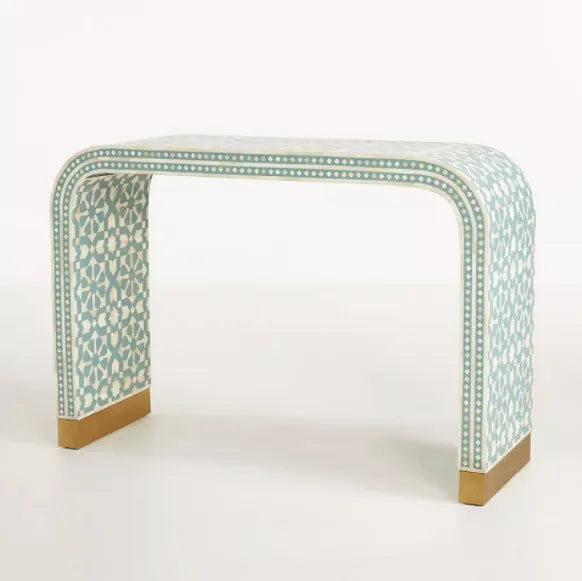 Arabesque Bone Inlay Waterfall Console - Jodha Furniture