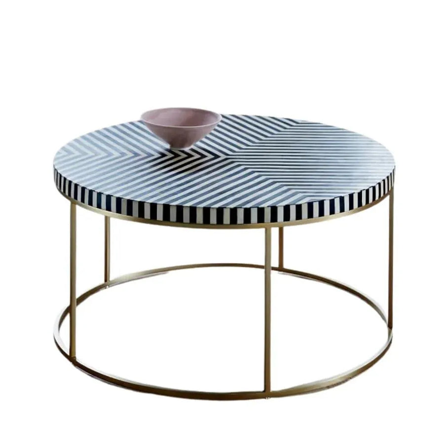 Aria Bone Inlay Metal Table - Jodha Furniture