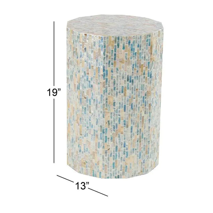 Arsenault Blue Mother of Pearl Handmade Side Table - Jodha Furniture