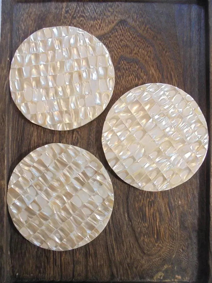 Artisan Shell Coasters Trio - Jodha Furniture