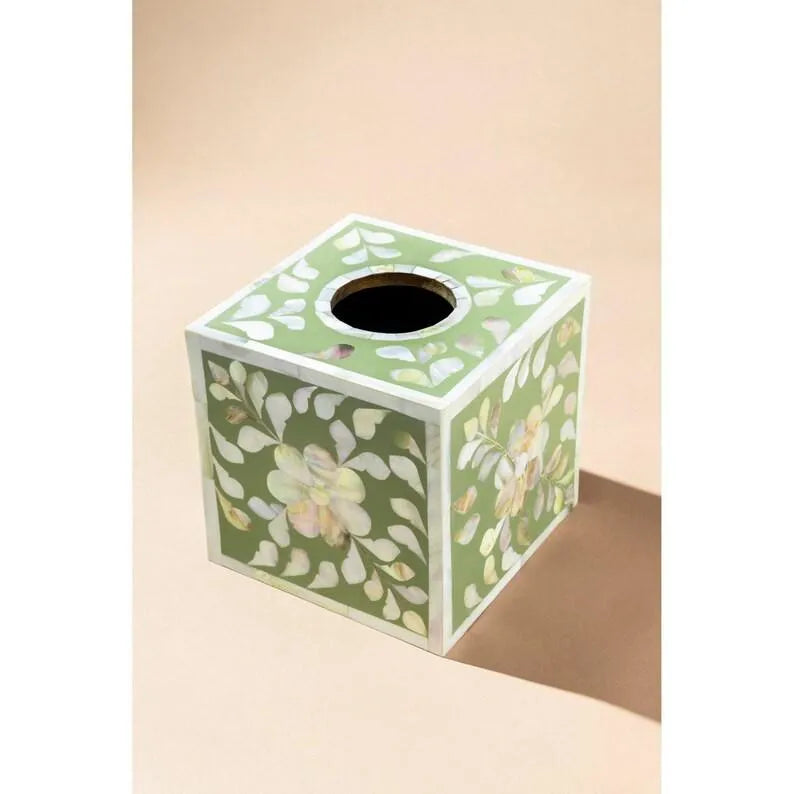 Azure Floral Green Tissue Box - Jodha Furniture