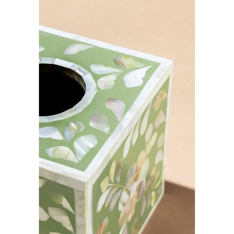 Azure Floral Green Tissue Box - Jodha Furniture