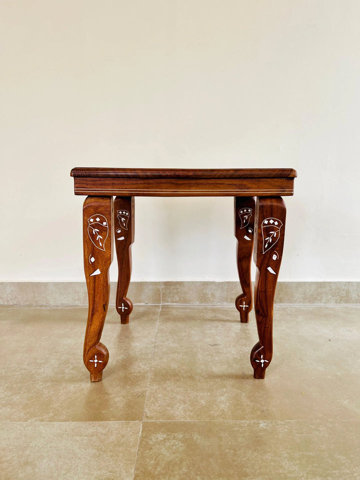 Berma Teak Bone Inlay End Table - Jodha Furniture