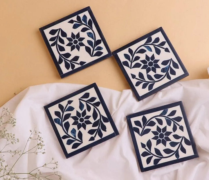 Blue Blossom Chic Coasters - Jodha Furniture