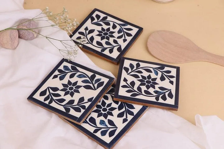 Blue Blossom Chic Coasters - Jodha Furniture