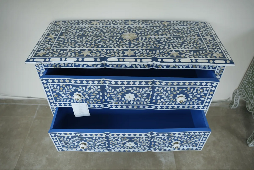 Blue Mother of Pearl Iconic French Chest of Drawer - Jodha Furniture