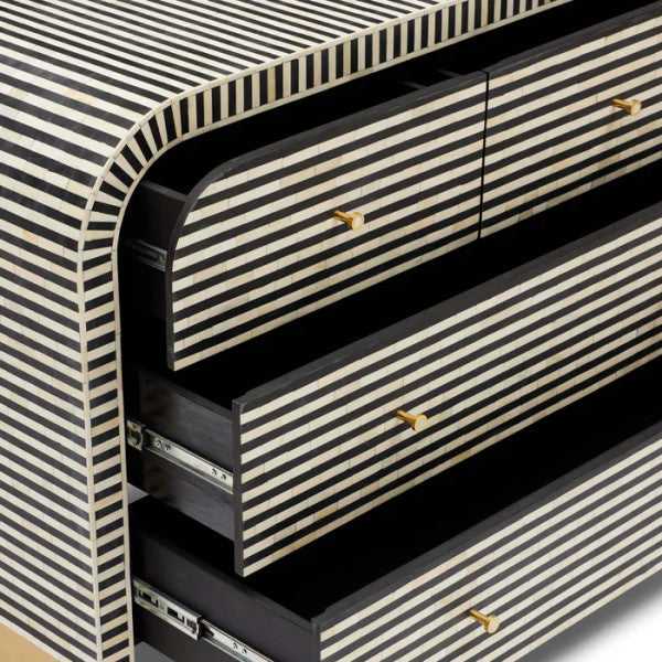 Bone Inlay 4 Drawer Chest : Stripe : Black - Jodha Furniture