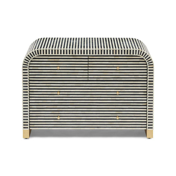 Bone Inlay 4 Drawer Chest : Stripe : Black - Jodha Furniture