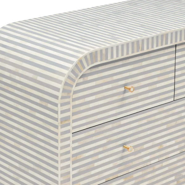 Bone Inlay 4 Drawer Chest : Stripe : Grey - Jodha Furniture