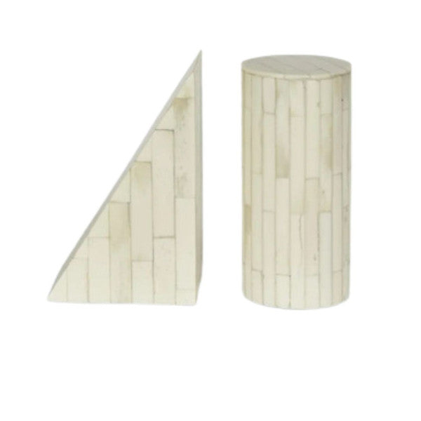 Bone Inlay Bookends : Brickwork : White - Jodha Furniture