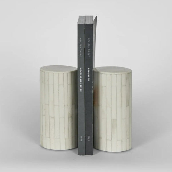 Bone Inlay Bookends : Brickwork : White - Jodha Furniture