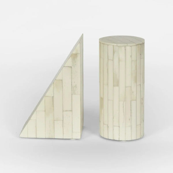 Bone Inlay Bookends : Brickwork : White - Jodha Furniture