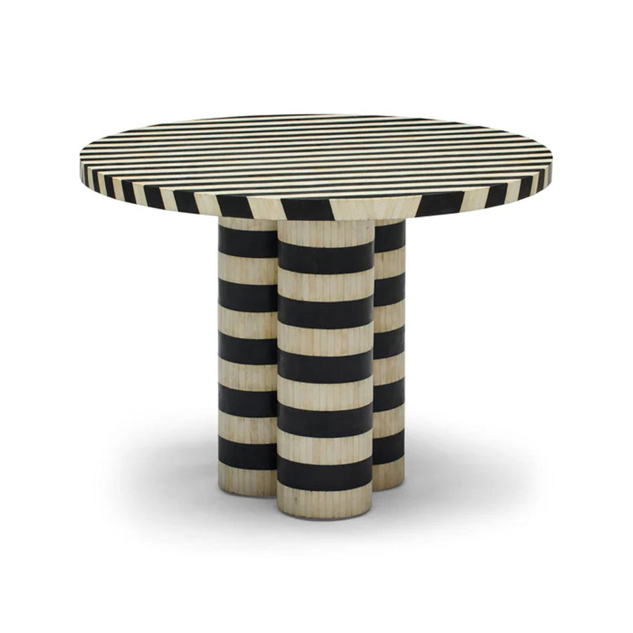 Bone Inlay Dining Table : Stripe : Black & White - Jodha Furniture