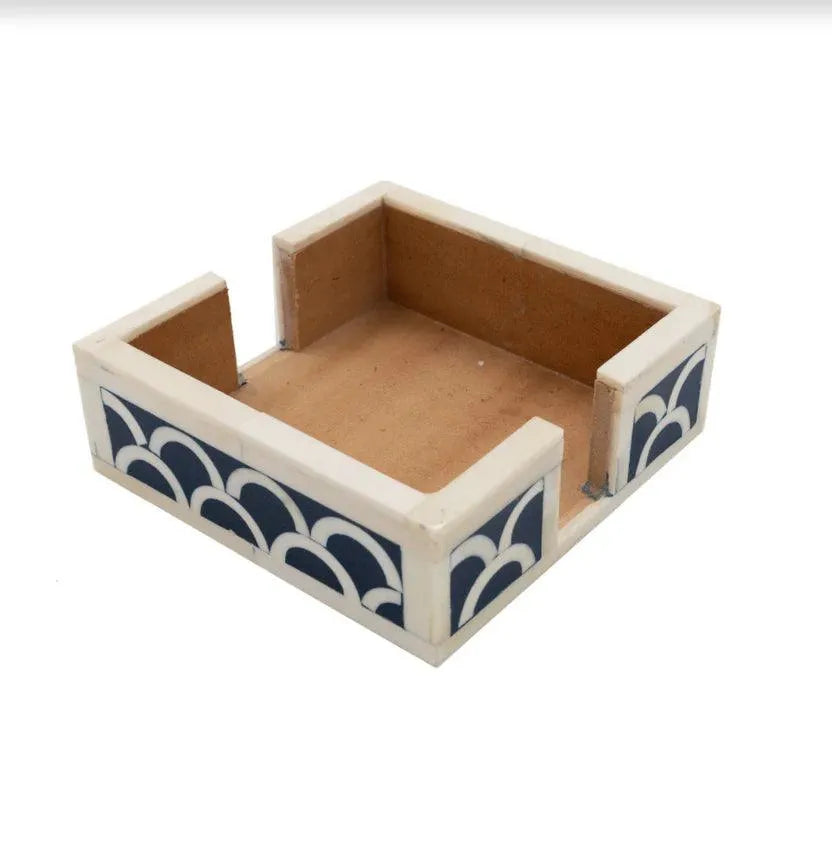 Bone Inlay Fishscale Coasters Set White & Blue - Jodha Furniture