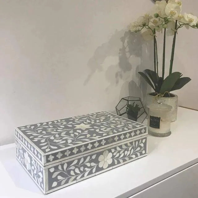 Bone Inlay Floral Box - Jodha Furniture