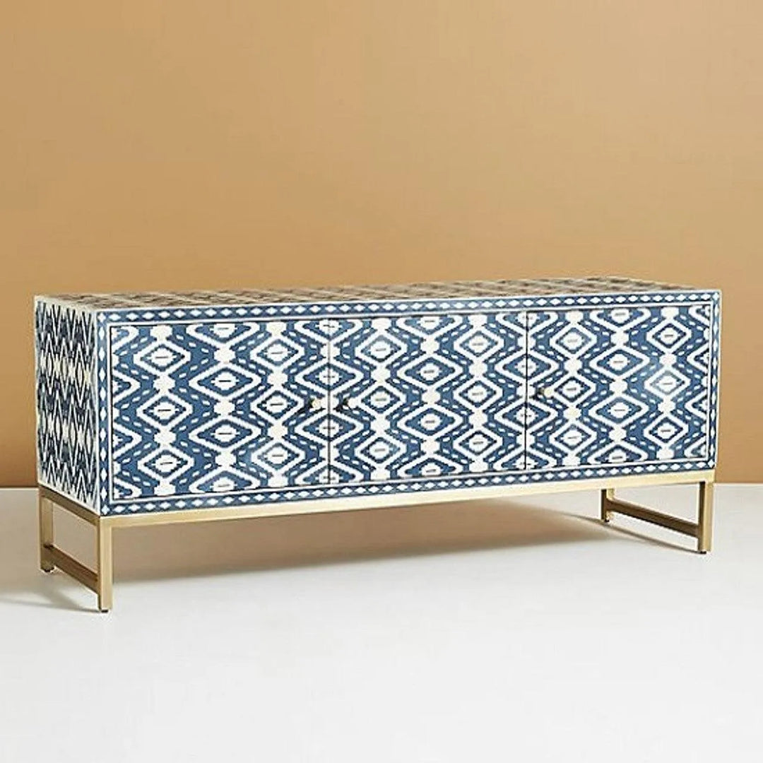 Bone Inlay Indo Media Console - Jodha Furniture