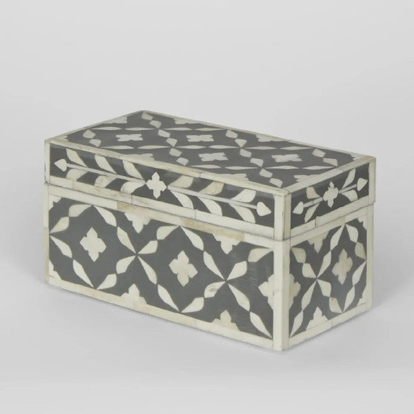 Bone Inlay Jewellery Box : Ogee : Grey - Jodha Furniture