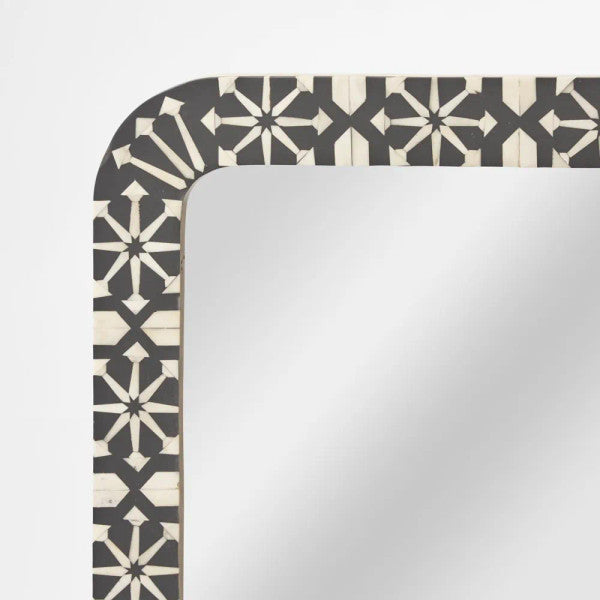 Bone Inlay Mirror : Zelliges : Black - Jodha Furniture