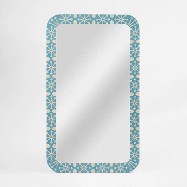 Bone Inlay Mirror : Zelliges : Blue - Jodha Furniture