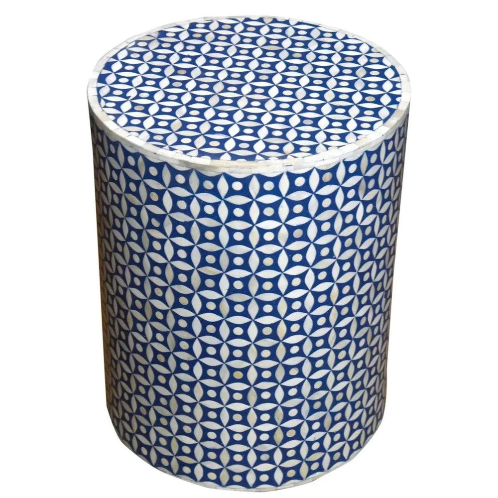 Bone Inlay Side Table/Stool - Jodha Furniture