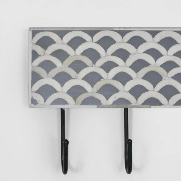 Bone Inlay Small Wall Hook : Fishsacale : Grey - Jodha Furniture