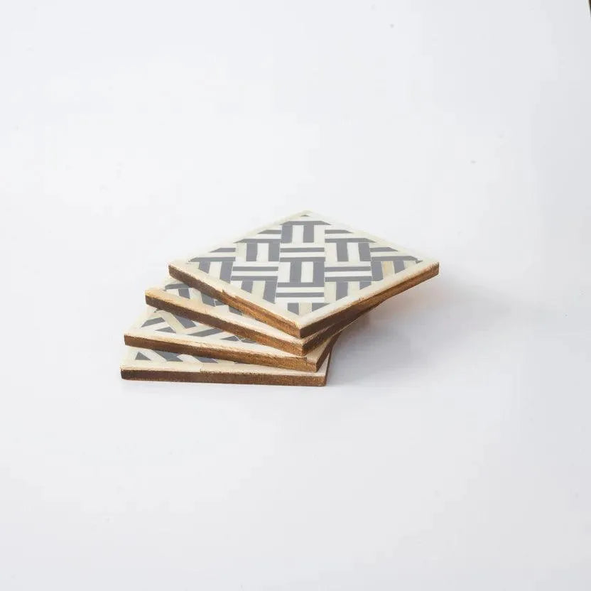 Bone Inlay Stripe Coasters Set - Jodha Furniture