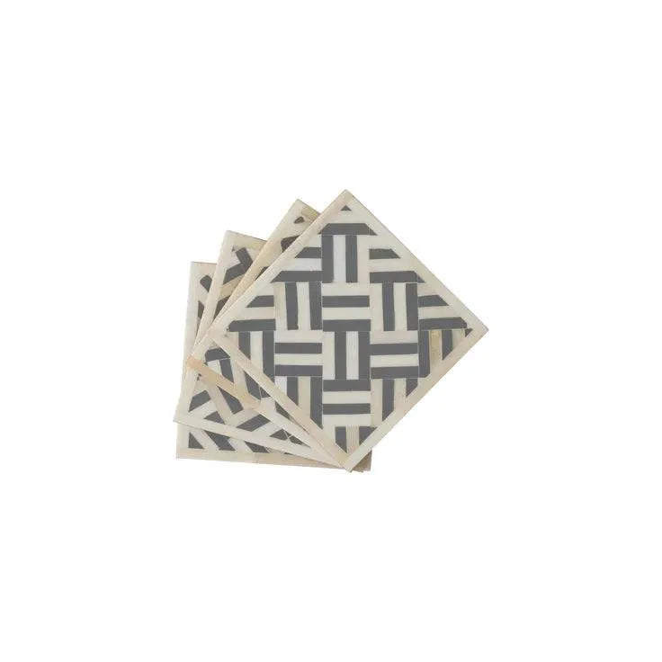 Bone Inlay Stripe Coasters Set - Jodha Furniture