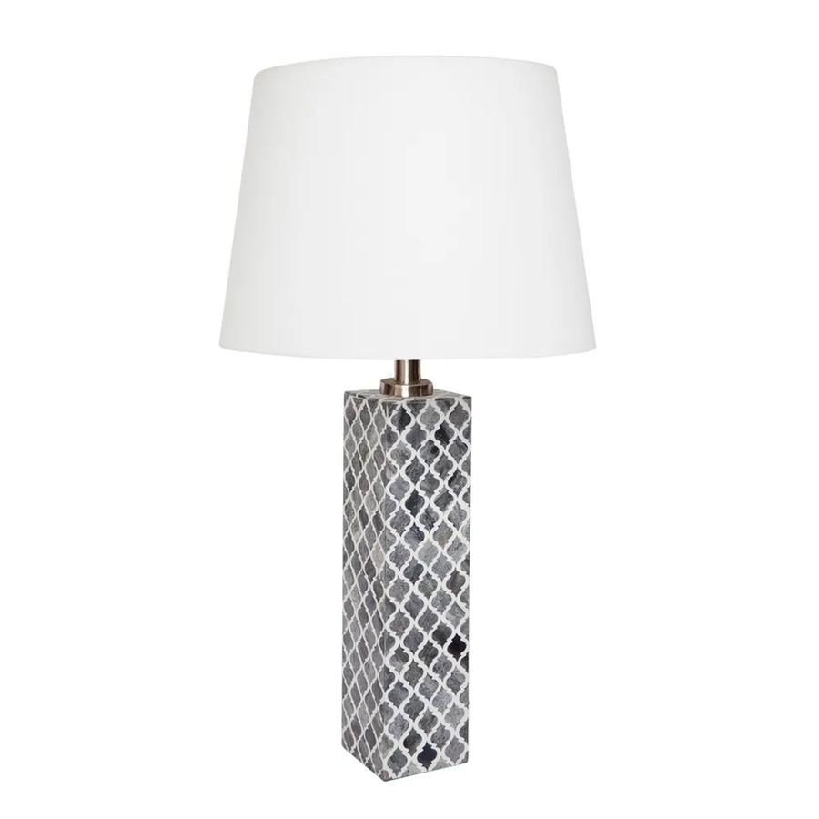 Bone Inlay Table Lamp : Moroccan : Grey - Jodha Furniture