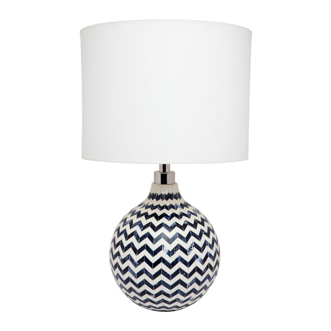 Bone Inlay Table Lamp : Zig Zag : Blue - Jodha Furniture