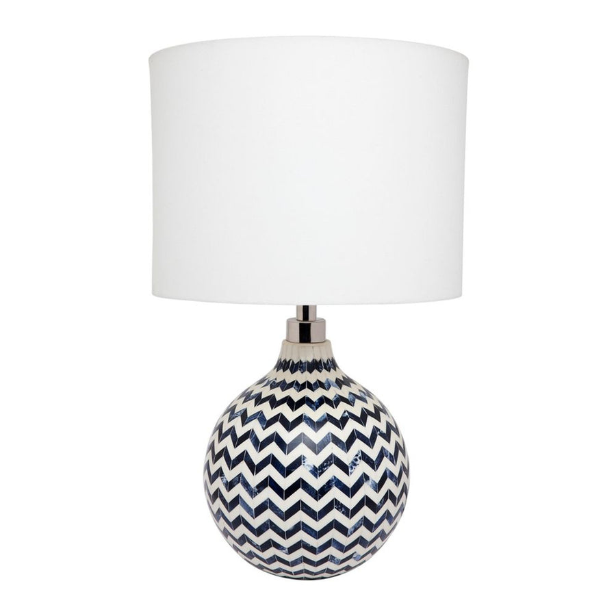 Bone Inlay Table Lamp : Zig Zag : Blue - Jodha Furniture