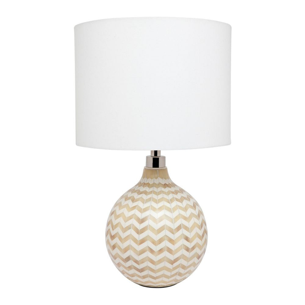 Bone Inlay Table Lamp : Zig Zag : Natural - Jodha Furniture