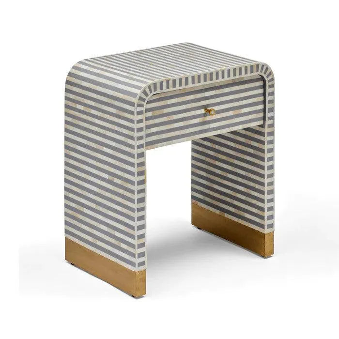 Bone Inlay Waterfall Side Table - Jodha Furniture