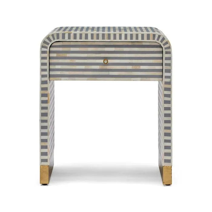 Bone Inlay Waterfall Side Table - Jodha Furniture