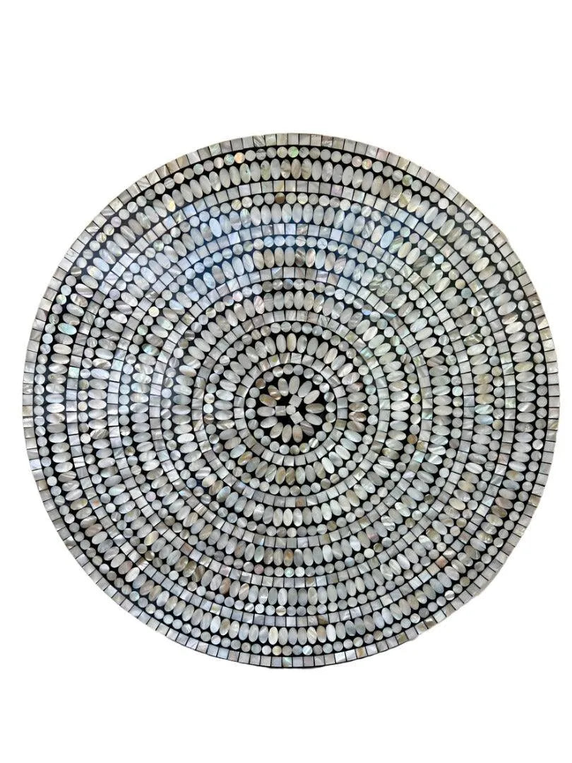 Celestial Harmony: Handcrafted Round Mother of Pearl Wall Art by Jodha - Jodha Furniture