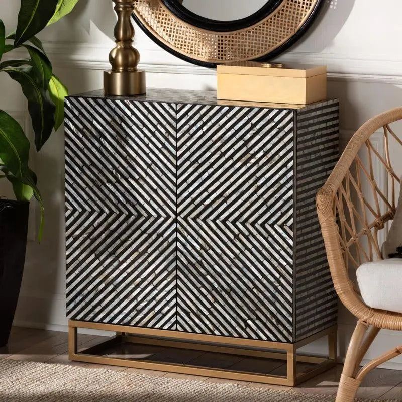 Cherif Classic Striped Cabinet - Jodha Furniture