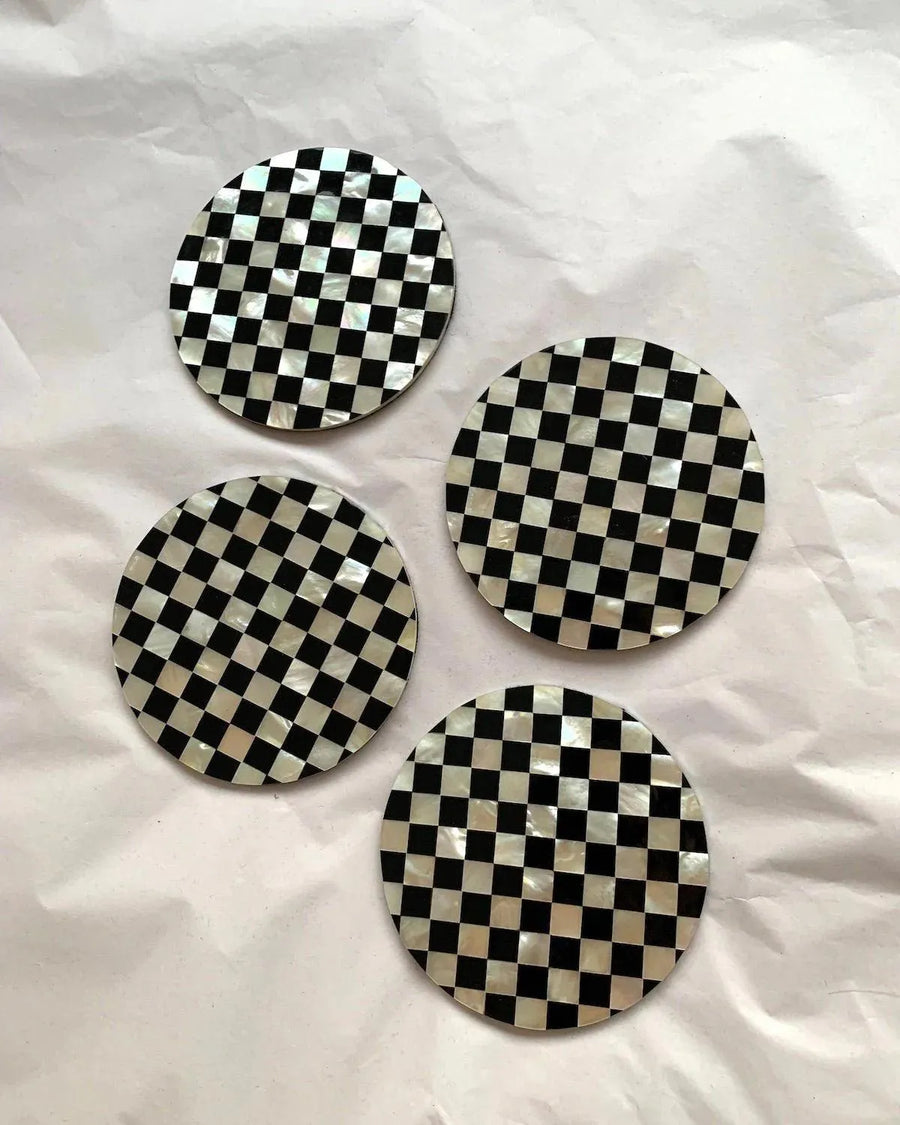 Dual-Tone Check Coasters - Jodha Furniture