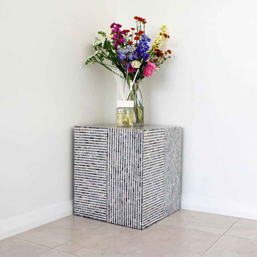 Ethereal Pearl Inlay Side Table - Jodha Furniture