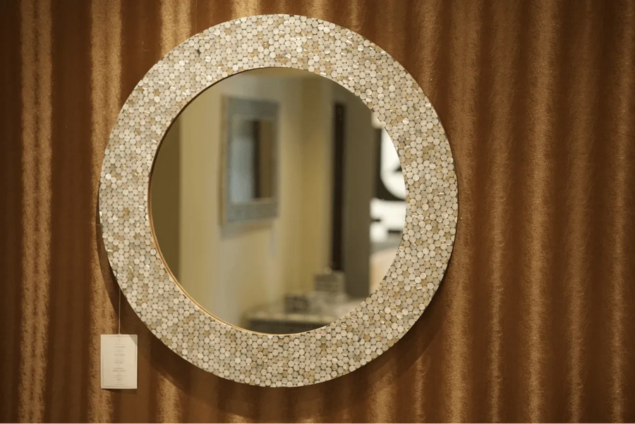 Exqusite Mother of pearl Round Wall Mirror - Jodha Furniture