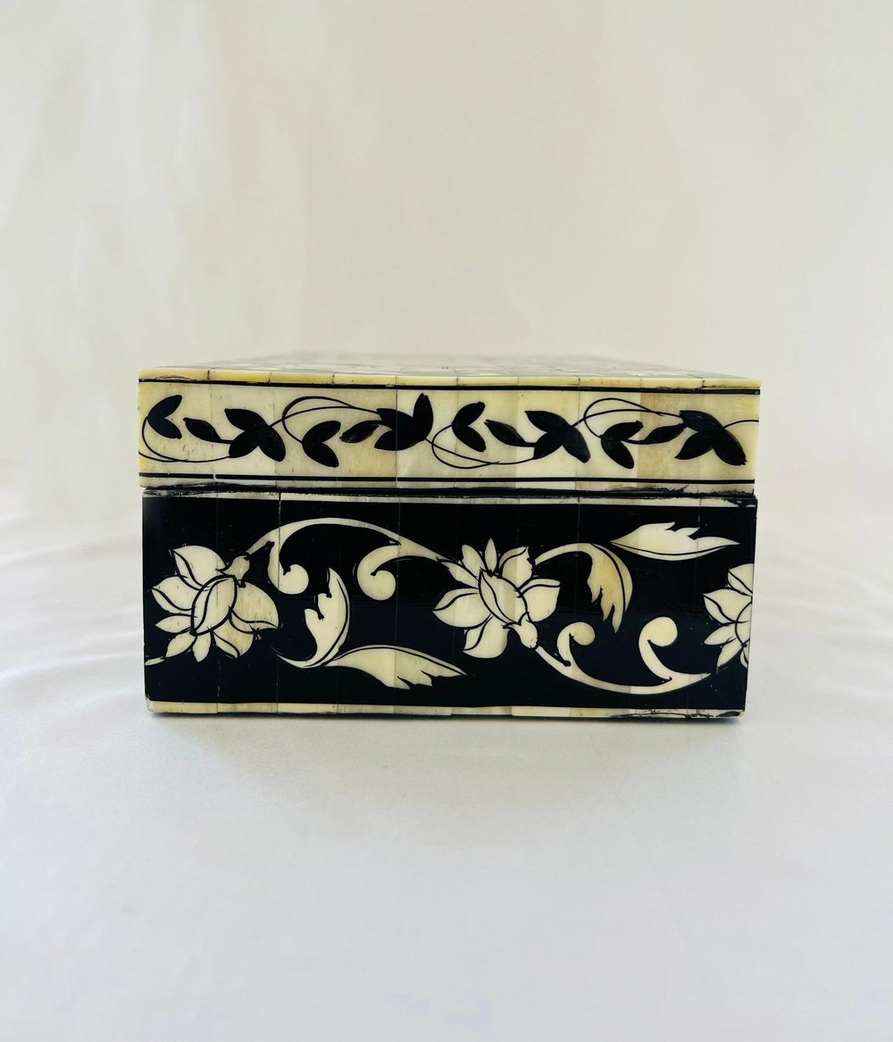 Floral Hand Painted Bone Inlay Jewellery Box - Jodha Furniture