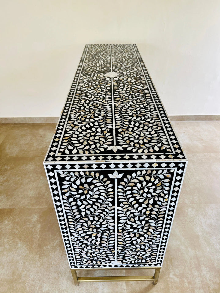 Floral Pattern Mother Of Pearl Sideboard - Jodha Furniture