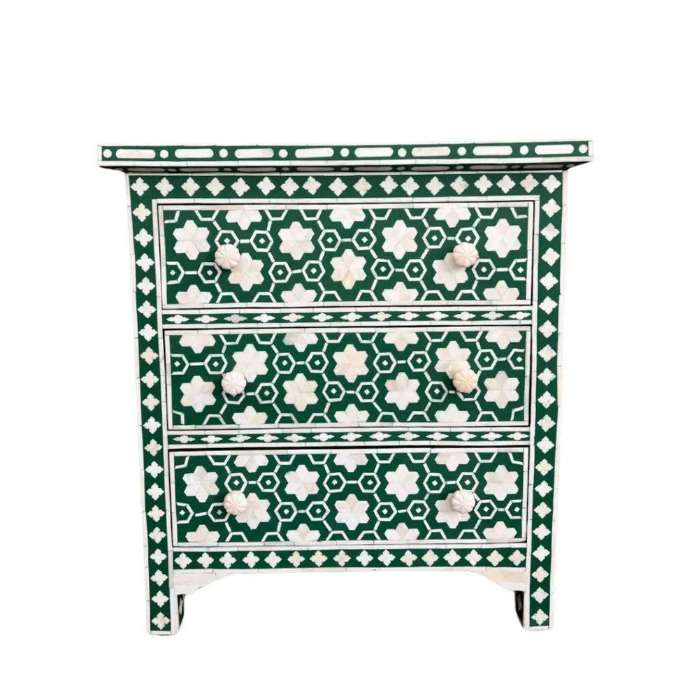 Garland Bone Inlay Upsized Bedside Table - Jodha Furniture