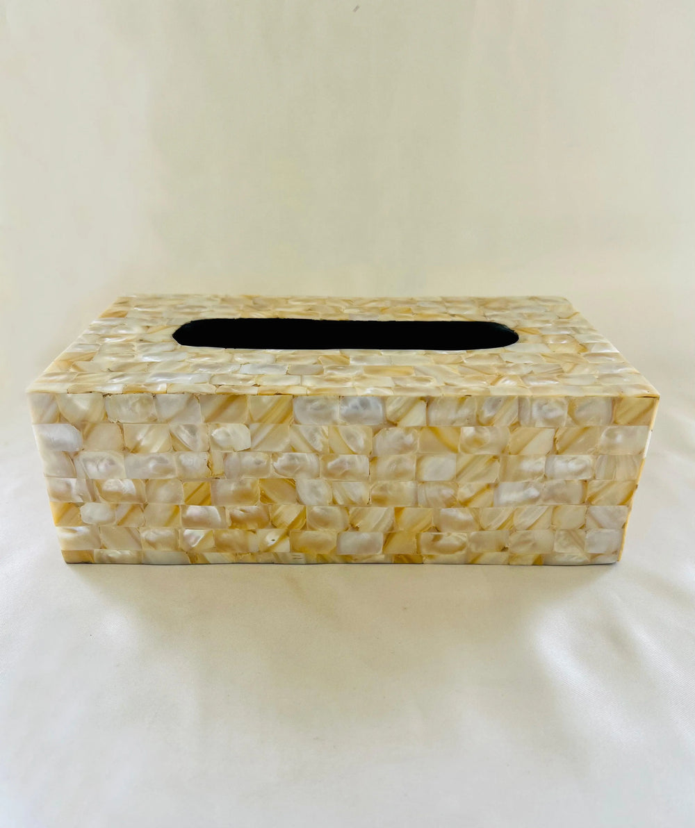 Golden Marble Mother of Pearl Tissue Box - Jodha Furniture