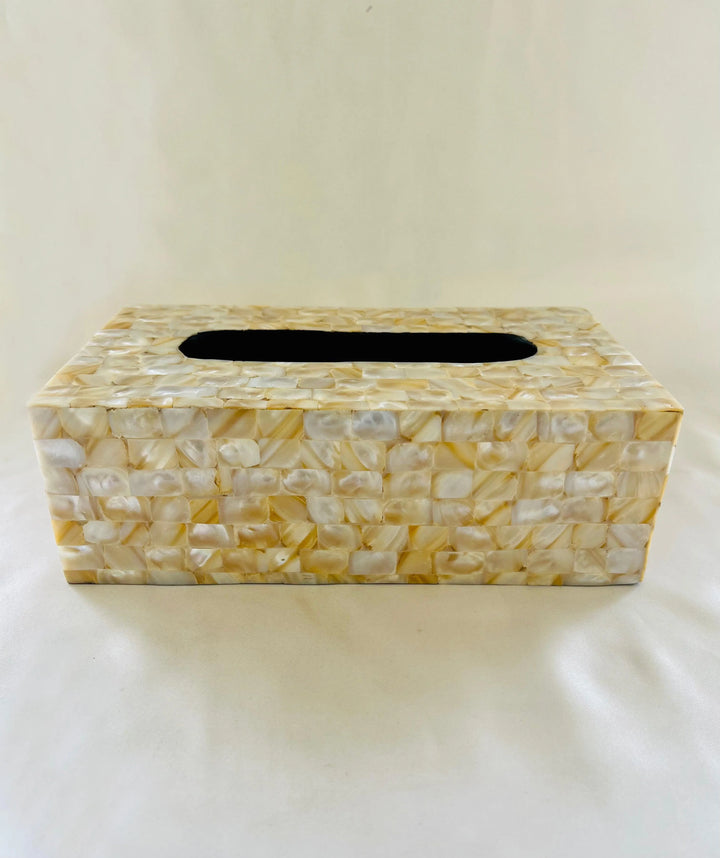 Golden Marble Mother of Pearl Tissue Box - Jodha Furniture