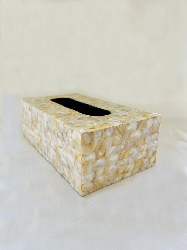 Golden Marble Mother of Pearl Tissue Box - Jodha Furniture